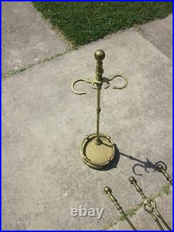 1 Bronze Fireplace Tool Set with Stand, ball-ended