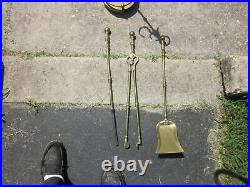 1 Bronze Fireplace Tool Set with Stand, ball-ended