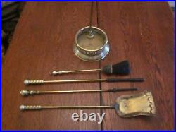 1 Vintage All Brass / Solid Brass Fireplace Tool Set