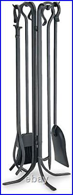 18002 Forged Iron Set Fireplace Tools by Pilgrim, 33 Tall, Matte Black