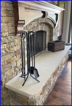 18002 Forged Iron Set Fireplace Tools by Pilgrim, 33 Tall, Matte Black