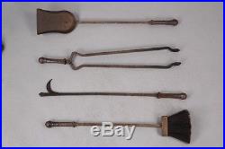 1910 Antique Fire Tool Set Vintage Fireplace Turn of the Century Hearth (10059)