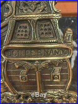 1930's Large Brass Nautical Don Fernando Ship motif Fireplace Tool Set