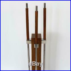 1970s Rosewood and Chrome Fireplace Tool Set Mid Century Modern