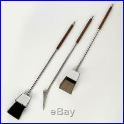 1970s Rosewood and Chrome Fireplace Tool Set Mid Century Modern