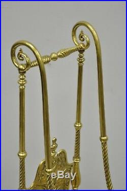 19th C. Brass French Victorian Figural Louis XV 4 Pc Fireplace Mantle Tool Set