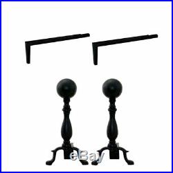 2 Piece Fireplace Tool Set with Long Shank For Andiron & Black Ball Andiron