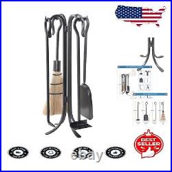 22-Inch Traditional Iron Fireplace Tool Set Complete with Stand and Tools