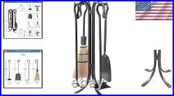 22-Inch Traditional Iron Fireplace Tool Set Complete with Stand and Tools