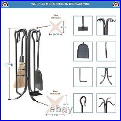 22-Inch Traditional Iron Fireplace Tool Set Complete with Stand and Tools