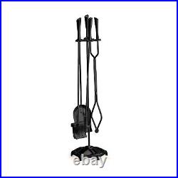 2WAYZ 5-Piece Fireplace Tools Set Decorative Black Iron Fireplace