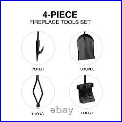 2WAYZ 5-Piece Fireplace Tools Set Decorative Black Iron Fireplace