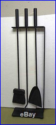 3-Pc. Pilgrim Mid Century Black Fireplace Tool Set with Stand Attrib. To G. Nelson