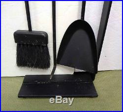 3-Pc. Pilgrim Mid Century Black Fireplace Tool Set with Stand Attrib. To G. Nelson