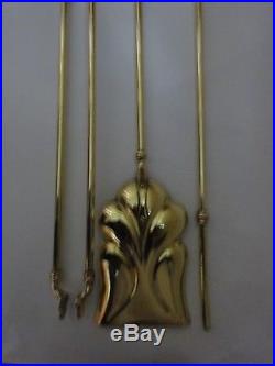 3 Piece Set Of Vintage Solid Brass Fireplace Companion Tools Set Rg. No. 126253