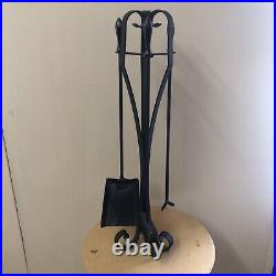3-Piece Wrought Iron Fireplace Tool Set with Twist Base