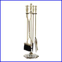 30.5 in. Tall 5-Piece Antique Brass Iron Concord Fireplace Tool Set