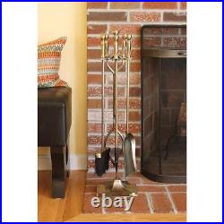 30.5 in. Tall 5-Piece Antique Brass Iron Concord Fireplace Tool Set