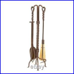 30 In. Tall Roman Bronze Twisted Rope 5-Piece Fireplace Tool Set