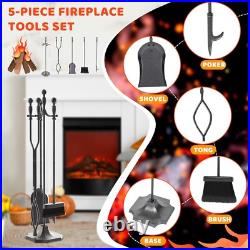 31-Inch Fireplace Tool Set with Sturdy Base Includes Tong, Shovel, & More