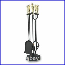 32 5-piece Black & Brass Finish Fireplace Tool Set