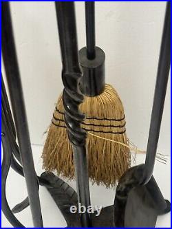 32 5-piece Graphite Finish Wrought Iron Rope Fireplace Tool Set