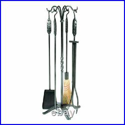 32 5-piece Leaf Handle Graphite Finish Fireplace Tool Set