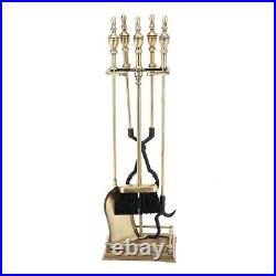 32 in. Tall 5-Piece Antique Brass Lexington Iron Fireplace Tool Set