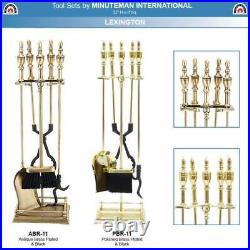 32 in. Tall 5-Piece Antique Brass Lexington Iron Fireplace Tool Set