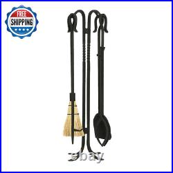 33 In. Tall 5-Piece Black Shepherd'S Hook II Mini Fireplace Tool Set