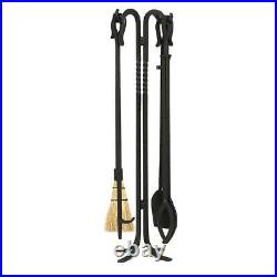 38.5 in. Tall 5-Piece Black Shepherd's Hook II Mini Fireplace Tool Set