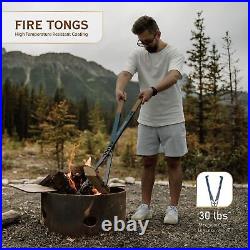 38 Heavy Duty Fire Tongs & Blow Fire Poker Stick Set, Fireplace Tool Set, Fi