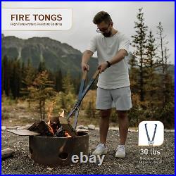 38 Heavy Duty Fire Tongs & Blow Fire Poker Stick Set, Fireplace Tool Set, Firew