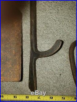 3EA Set Vintage Wrought Iron Fireplace Tools Rake Extra Long Hand forge antique