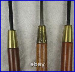 4 Piece Seymour Fireplace Tools Vintage Mid Century Danish Modern Metal Walnut