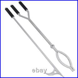 40 Fire Tongs Firewood Grabbers and Fire Poker Set, Stainless Steel Large Lo
