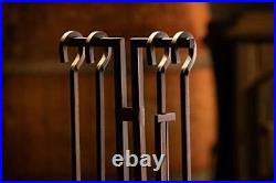 4piece Fireplace Tools Set. Easy To Assemble Brass Plated Poker Shovel Tongs Bru