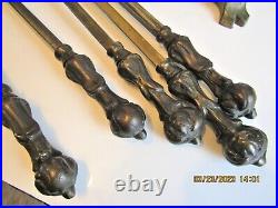 5 PCS. ANTIQUE FIREPLACE TOOLS WithSTAND-VTG. HAND FORGED-SOLID BRONZE-MISSION-25LBS