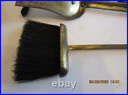 5 PCS. ANTIQUE FIREPLACE TOOLS WithSTAND-VTG. HAND FORGED-SOLID BRONZE-MISSION-25LBS