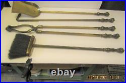 5 PCS. ANTIQUE FIREPLACE TOOLS WithSTAND-VTG. HAND FORGED-SOLID BRONZE-MISSION-25LBS