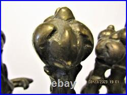 5 PCS. ANTIQUE FIREPLACE TOOLS WithSTAND-VTG. HAND FORGED-SOLID BRONZE-MISSION-25LBS