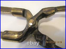 5 PCS. ANTIQUE FIREPLACE TOOLS WithSTAND-VTG. HAND FORGED-SOLID BRONZE-MISSION-25LBS