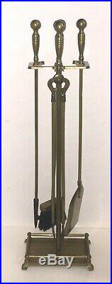 5 Pc Vintage Brass Fireplace Tools Fireplace Tool Set Claw Feet Stand