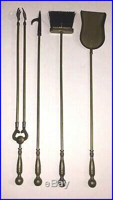 5 Pc Vintage Brass Fireplace Tools Fireplace Tool Set Claw Feet Stand