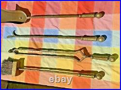 5 Piece Antique Cahill Fireplace Hearth Tool Set Mission Arts and Crafts Bronze