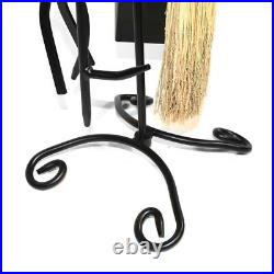 5 Piece Black Ring Handled Fireplace Tool Set F-1187