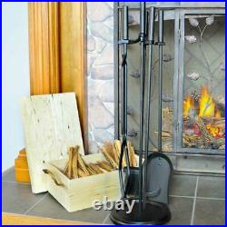 5 Piece Black Wrought Iron Fireplace Tool Set F-1070