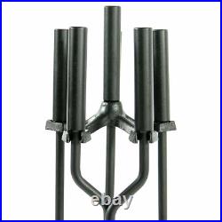 5 Piece Black Wrought Iron Fireplace Tool Set F-1070