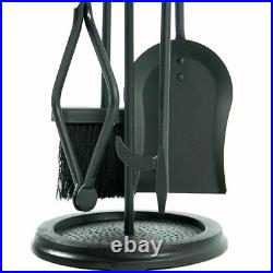 5 Piece Black Wrought Iron Fireplace Tool Set F-1070