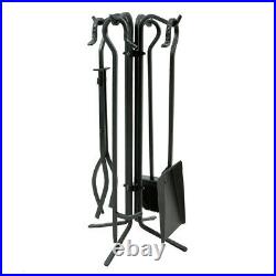 5 Piece Black Wrought Iron Tool Set with Crook Handles F-T18070BK